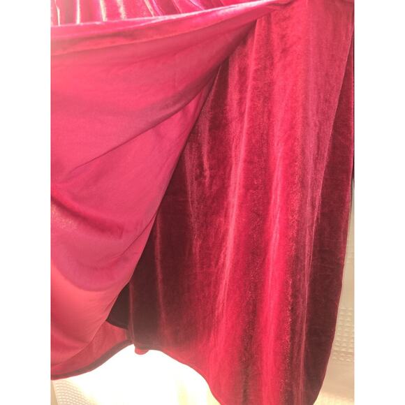 Nine West berry jewel toned crushed Velvet Faux Wrap mini Dress 2X 5629 - Picture 2 of 8